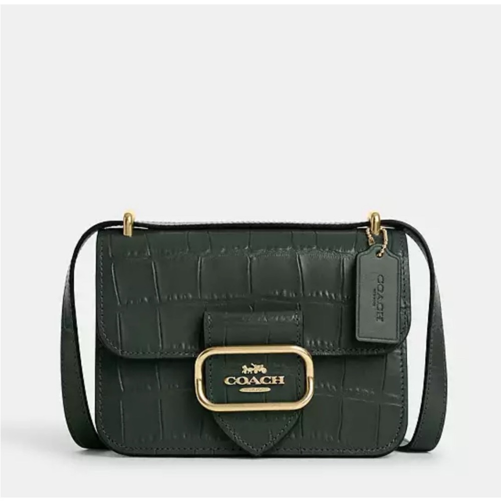 COACH ‘Morgan’ Square Crossbody Bag. Fab croc print Deep Green leather. 🤩